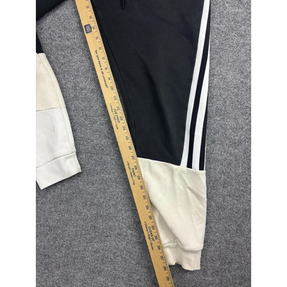 Adidas Sweatpants Mens Medium Black Fleece Joggers Side Stripe Colorblock Logo - Picture 5 of 10
